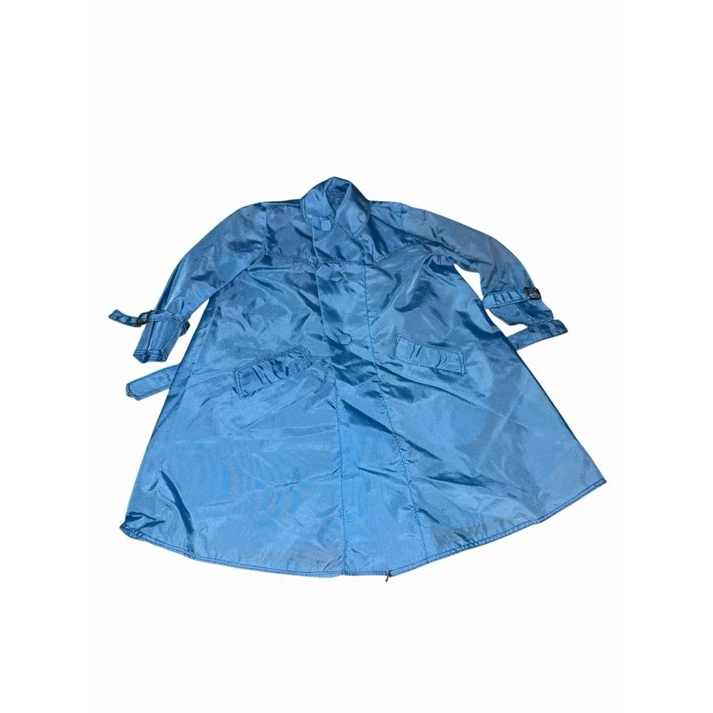 Vtg Light Blue Handmade Doll Rain Jacket  With Tie for 18